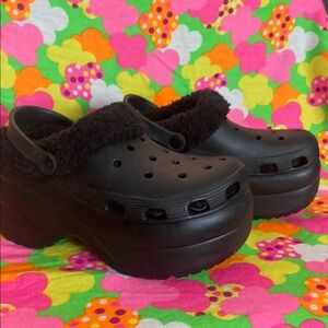 Women's Black Clogs with Faux Fur Lining